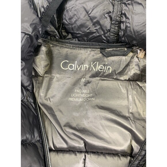 BOGO Calvin Klein Packable Lightweight Premium Down Jacket Hooded Black Puffer M - Picture 8 of 14